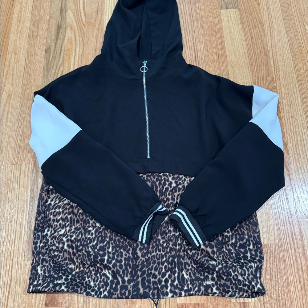 Dance & Marvel Black and Leopard Print Jacket